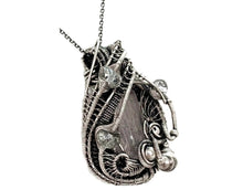 Load image into Gallery viewer, Raw Kunzite Crystal and Morganite Pendant: Sterling Silver Wire Wrap