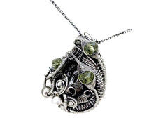 Load image into Gallery viewer, Sikhote-Alin Meteorite Pendant with Peridot, Wire-Wrapped in Sterling Silver - Heather Jordan Jewelry