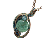 Load image into Gallery viewer, Verdigris Mini Woven Circle Gemstone Pendant in Copper