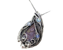 Load image into Gallery viewer, Pink Amethyst Wire-Wrapped Pendant with Rainbow Moonstone in Sterling Silver - Heather Jordan Jewelry