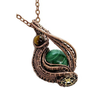 Load image into Gallery viewer, Custom Gemstone Steampunk Pendant, Wire-Wrapped in Bronze
