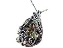 Load image into Gallery viewer, Bismuth Crystal Pendant: UV-Reactive Glass &amp; Sterling Silver Wire Wrap Necklace - Heather Jordan Jewelry