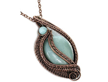 Load image into Gallery viewer, Amazonite Woven Teardrop Pendant with Peruvian Blue Opal: Bronze Wire Wrap