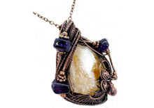 Load image into Gallery viewer, Citrine Crystal Wire Wrapped Pendant in Bronze with Amethyst Nuggets - Heather Jordan Jewelry