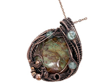 Load image into Gallery viewer, African Green Opal &amp; Fluorite Copper Wire Wrapped Pendant - Heather Jordan Jewelry