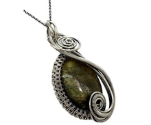 Load image into Gallery viewer, Sterling Silver Labradorite Jewelry Set with Swarovski Crystal - Necklace and Earrings