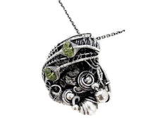Load image into Gallery viewer, Sikhote-Alin Meteorite Pendant with Peridot, Wire-Wrapped in Sterling Silver - Heather Jordan Jewelry
