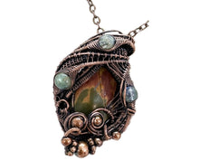 Load image into Gallery viewer, Picasso Jasper Wire Wrapped Pendant in Bronze with Labradorite - Heather Jordan Jewelry