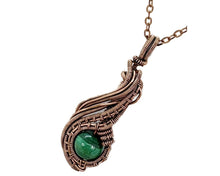 Load image into Gallery viewer, Malachite "Comet" Pendant: Copper Wire Wrap