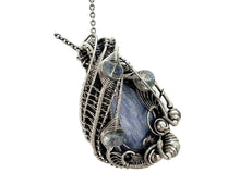 Load image into Gallery viewer, Blue Kyanite &amp; Rainbow Moonstone Pendant: Sterling Silver Wire Wrap