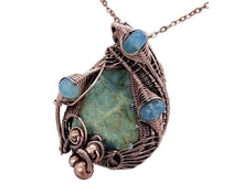 Load image into Gallery viewer, Rustic Hemimorphite Druzy Pendant: Wire-Wrapped with Green Chalcedony - Heather Jordan Jewelry