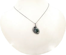 Load image into Gallery viewer, Gemstone Mini Woven Circle Pendant with Swarovski Crystal, Sterling Silver Wire Wrap