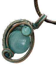 Load image into Gallery viewer, Verdigris Mini Woven Circle Gemstone Pendant in Copper