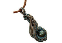 Load image into Gallery viewer, Custom Verdigris Gemstone Pendant, Copper Wire Wrap, "Comet" Model
