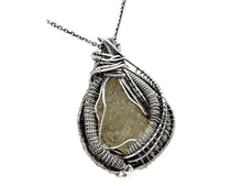 Load image into Gallery viewer, Libyan Desert Glass and Ethiopian Welo Opal Pendant - Sterling Silver Wire-Wrapped Tektite Jewelry - Heather Jordan Jewelry