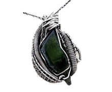 Load image into Gallery viewer, Vivianite Crystal Pendant: Sterling Silver Wire-Wrapped with Herkimer Diamonds, Gothic Gemstone Jewelry - Heather Jordan Jewelry