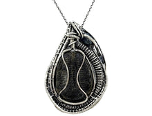 Load image into Gallery viewer, Trilobite Fossil Pendant: Blue Kyanite and Sterling Silver Wire Wrap
