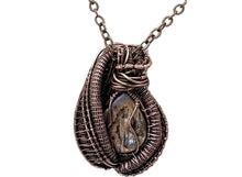 Load image into Gallery viewer, Iridescent Abalone Pua Shell Pendant with Labradorite Copper Wire Wrapped Ocean Jewelry - Heather Jordan Jewelry