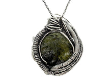 Load image into Gallery viewer, Large Moldavite Pendant Wire-Wrapped in Sterling Silver with Herkimer Diamonds - Heather Jordan Jewelry