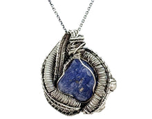 Load image into Gallery viewer, Tanzanite and Ethiopian Welo Opal Pendant: Sterling Silver Wire Wrap