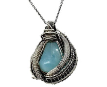 Load image into Gallery viewer, Peruvian Blue and Ethiopian Opal Pendant: Wire-Wrapped Sterling Silver Necklace, October Birthstone