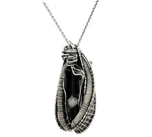 Load image into Gallery viewer, Vivianite Crystal Wire-Wrapped Pendant in Sterling Silver with Herkimer Diamonds