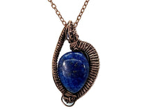 Load image into Gallery viewer, Lapis Lazuli Mini Woven Teardrop Pendant: Bronze Wire Wrap