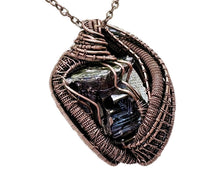 Load image into Gallery viewer, Blue Bismuth Crystal Pendant with Czech Glass and Bronze Wire Wrap - Steampunk Jewelry - Heather Jordan Jewelry