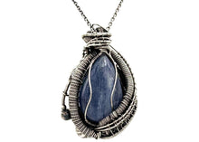 Load image into Gallery viewer, Blue Kyanite &amp; Rainbow Moonstone Pendant: Sterling Silver Wire Wrap