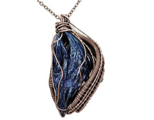 Load image into Gallery viewer, Titanium Aura Kyanite Fan Pendant: Copper Wire-Wrapped with Ti-Aura Quartz Crystals - Heather Jordan Jewelry