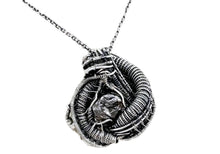 Load image into Gallery viewer, Sikhote-Alin Meteorite Pendant with Peridot, Wire-Wrapped in Sterling Silver - Heather Jordan Jewelry