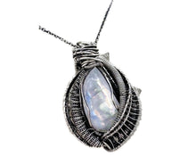 Load image into Gallery viewer, Rainbow Moonstone Pendant with Herkimer Diamonds, Sterling Silver Wire Wrap - Heather Jordan Jewelry