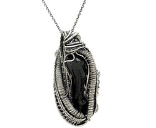 Load image into Gallery viewer, Twinned Vivianite Crystal Wire-Wrapped Pendant in Sterling Silver with Herkimer Diamonds