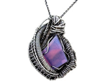 Load image into Gallery viewer, Aurora Opal Pendant: Sterling Silver Wire-Wrapped with Rainbow Moonstone - Heather Jordan Jewelry
