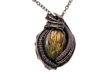 Load image into Gallery viewer, Picasso Jasper Wire Wrapped Pendant in Bronze with Labradorite - Heather Jordan Jewelry