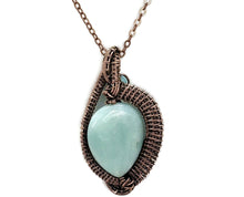 Load image into Gallery viewer, Amazonite Woven Teardrop Pendant with Peruvian Blue Opal: Bronze Wire Wrap