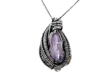 Load image into Gallery viewer, Pink Amethyst Wire-Wrapped Pendant with Rainbow Moonstone in Sterling Silver - Heather Jordan Jewelry