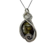 Load image into Gallery viewer, Sterling Silver Labradorite Jewelry Set with Swarovski Crystal - Necklace and Earrings