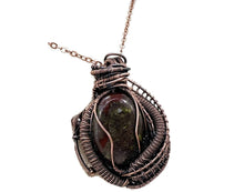 Load image into Gallery viewer, Dragon Blood Jasper Wire Wrapped Pendant in Bronze with Garnet - Heather Jordan Jewelry