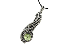 Load image into Gallery viewer, UV-Reactive Glass Pendant, Sterling Silver Wire Wrap, "Comet" Model