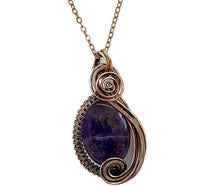 Load image into Gallery viewer, Amethyst and Bronze Necklace and Earrings Jewelry Set with Swarovski Crystal, Swish Design