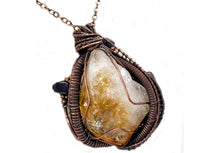 Load image into Gallery viewer, Citrine Crystal Wire Wrapped Pendant in Bronze with Amethyst Nuggets - Heather Jordan Jewelry