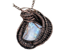 Load image into Gallery viewer, Rainbow Moonstone &amp; Herkimer Diamond Pendant: Bronze Wire Wrap Necklace - Heather Jordan Jewelry