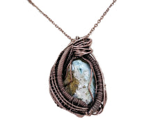 Load image into Gallery viewer, Hemimorphite Druzy Pendant: Wire-Wrapped with Green Chalcedony in Bronze - Heather Jordan Jewelry