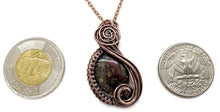Load image into Gallery viewer, Dragon Bloodstone Wire-Wrapped Jewelry Set: Bronze Necklace &amp; Earrings with Swarovski Crystal Swish Design - Heather Jordan Jewelry