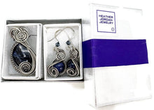 Load image into Gallery viewer, Sodalite Jewelry Set with Swarovski Crystal - Necklace and Earrings Sterling Silver Wire Wrap