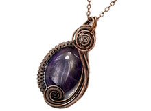Load image into Gallery viewer, Amethyst and Bronze Necklace and Earrings Jewelry Set with Swarovski Crystal, Swish Design