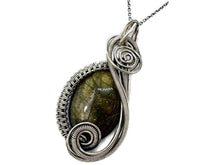 Load image into Gallery viewer, Sterling Silver Labradorite Jewelry Set with Swarovski Crystal - Necklace and Earrings