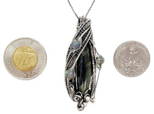 Load image into Gallery viewer, Stromatolite Pendant: Kambaba Jasper Fossil Necklace with Labradorite, Sterling Silver Wire Wrap - Heather Jordan Jewelry