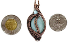 Load image into Gallery viewer, Amazonite Woven Teardrop Pendant with Peruvian Blue Opal: Bronze Wire Wrap